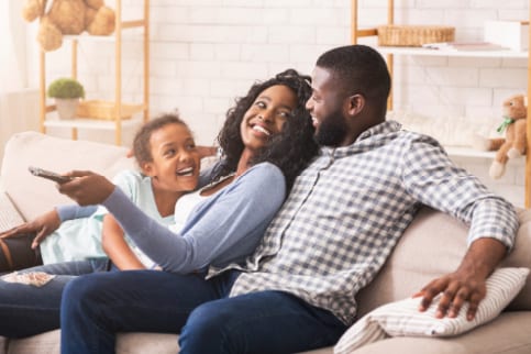 Happy family on a couch